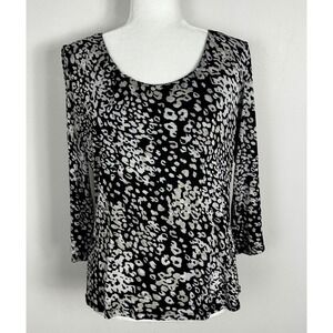 MaxMara Italy Black White Printed Blouse Top Womens Size XL Built In Bra Minimal